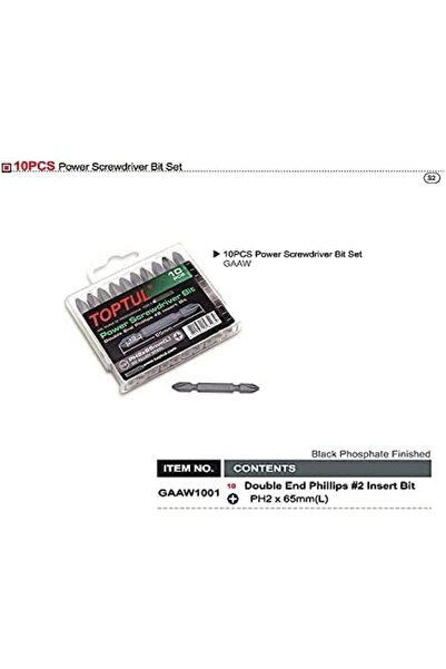 TOPTUL Screwdriver Bit Set for Electric Screwdrivers, 10 Pieces (Double-Ended Phillips #2) by TopTul, GAAW1
