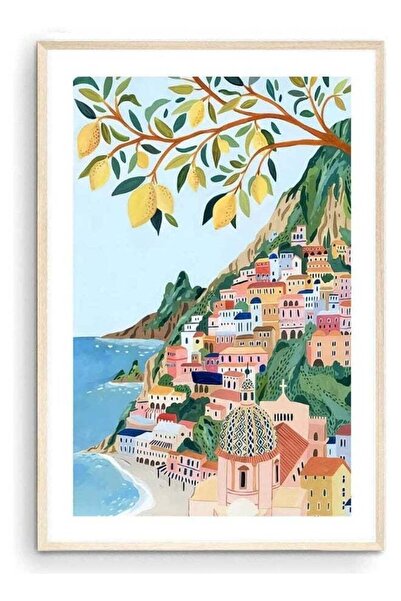 Emoda home Trove بوسيتانو ساحل أمالفي، ملصق سفر إيطاليا، طباعة أوروبية (30 × ...