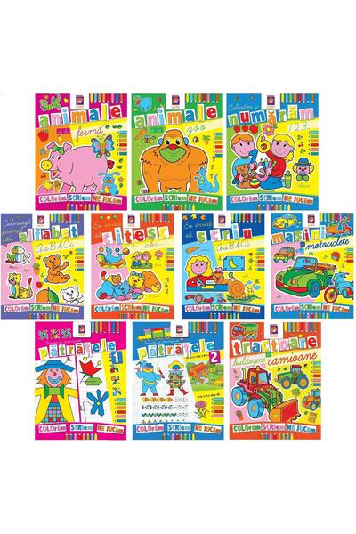 Editura Lizuka Educativ Pachet 10 carti de colorat. Coloram, scriem, ne ju