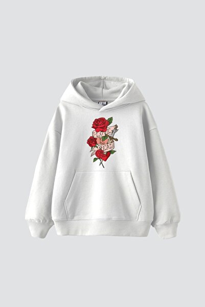 Tarzsokak Love Is Real Imprimat Oversize Unisex Alb