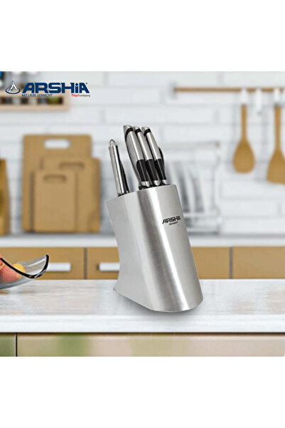 Arshia 🔪 Arshia German Knife Set, 10 Pieces with Stainless Steel Holder - Sharp Steel + 2-Year Warranty + Gift