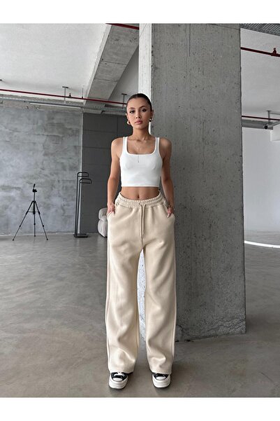 OYKUWEAR OW Baggy Oversize Bej Eşofman Altı