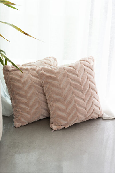 Fushia 2Pcs Welsoft Punch Pattern Decorative Gift Special Design Throw Pillow Cover Pillow Case