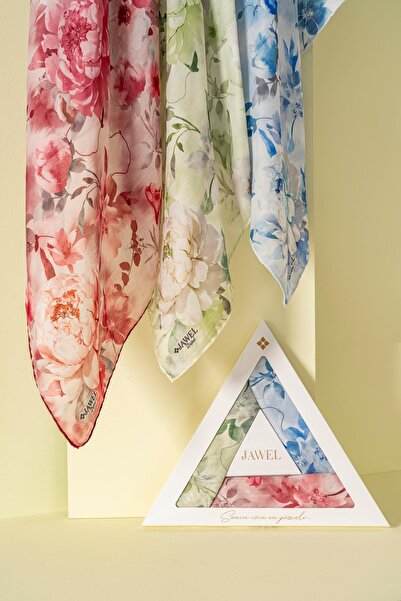 JAWEL Women's Ephedra Soft Scarf Pack (Indigo-Green-Cream Burgundy)