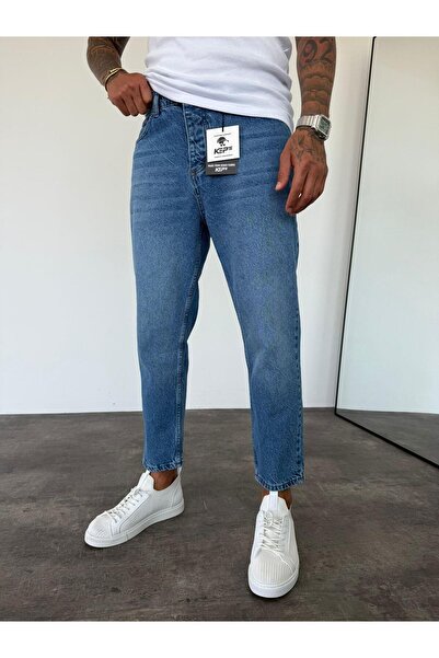 KağanKY Jean Boyfriend cu slefuire albastra