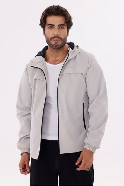 freemen Men's Stone Hooded Nova Fabric Lightweight and Durable Stylish Seasonal Water and Windproof Raincoat