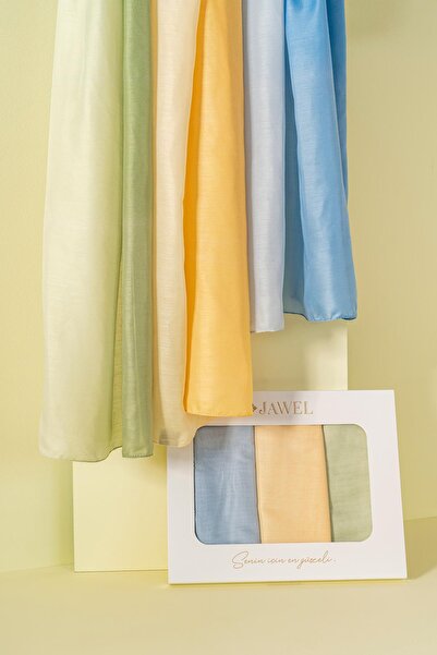 JAWEL Kadın Degrade Soft Şal Paketi (İndigo-Sarı-Yeşil)