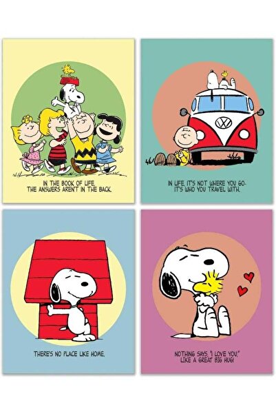 Emoda home Trove Snoopy Poster Set of 4 Charlie Brown Peanuts Wall Art Decor ...