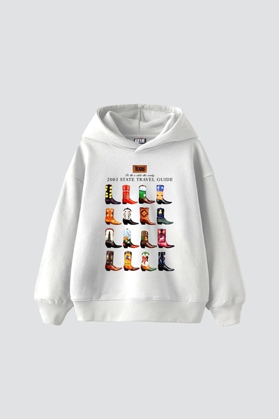 Tarzsokak Cizme de cowboy imprimate, supradimensionate, unisex, albe