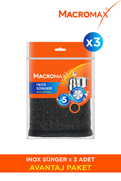MACRO MAX Inox Sünger Paslanmaz Çelik Temizlik Süngeri X3