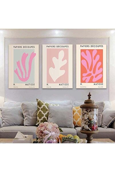 Emoda home Trove لوحة قماشية تجريدية لأوراق الشجر الوردية من هنري ماتيس (40 ×...