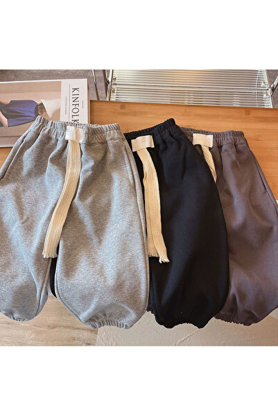 Generic بنطال رياضي للأطفال بخصر مطاطي ومطرز بأحرف باللون الرمادي مقاس 90 (2-3 سنوات)