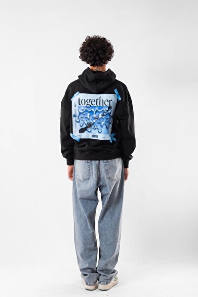 Tarzsokak Ένωση σε ένα Εκτυπωμένο Προϊόν Oversize Unisex Μαύρο