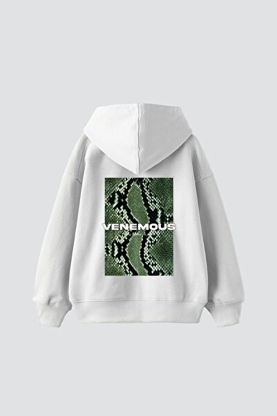 Tarzsokak Snake Venomous Printed Oversize Unisex Premium Λευκό