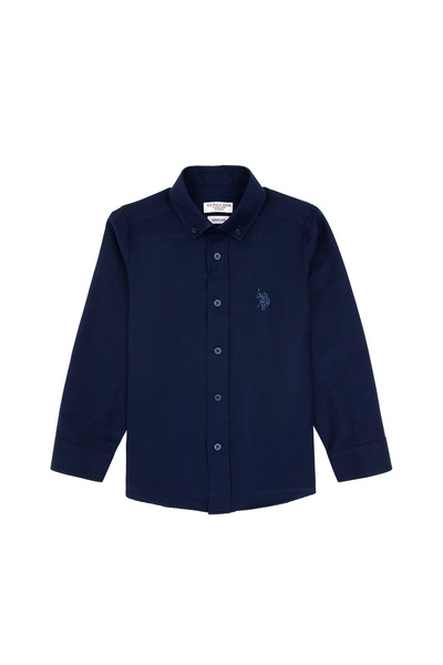 U.S. Polo Assn. Boy's Navy Blue Long Sleeve Basic Shirt 50316801-Vr033