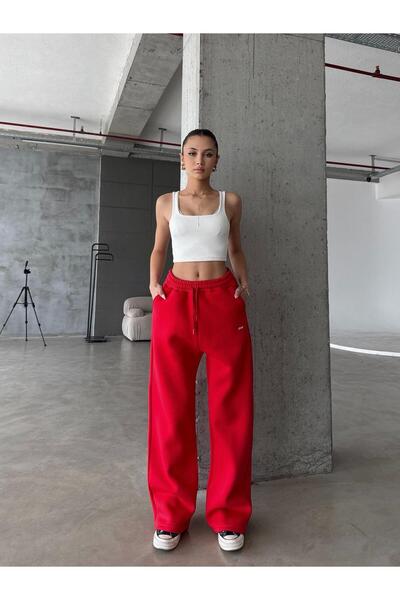 OYKUWEAR OW Baggy Oversize Kırmızı Eşofman Altı