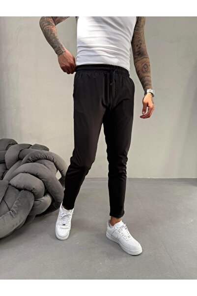 KağanKY Μαύρο Jogger με διπλό πόδι Slimfit