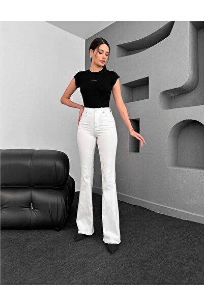 geenz manifacture White Women's Miya Flared Jeans High Waist Jeans (Extra Comfortable)