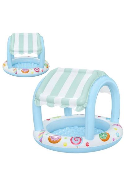 BESTWAY Bestway inflatable children's pool, with soft base and roof, made of PVC, round, 104 x 84 cm...