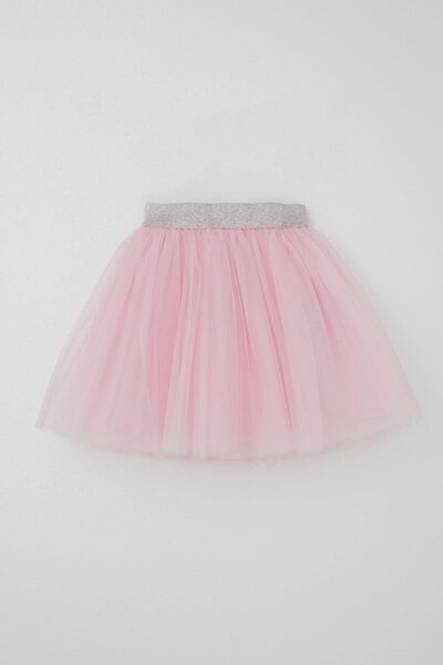 Breeze Girl's Tutu Skirt with Glitter Detail at the Waist, Elastic, Age 5-10, Pink