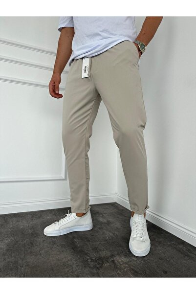 KağanKY Μπεζ διπλό πόδι Slimfit Jogger
