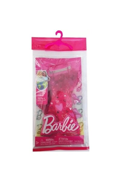 mattel Set Haine pentru Papusi, Mattel, Rochie roz cu inimioare