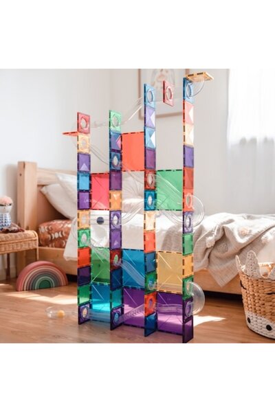 Connetix Magnetic Construction Set, 92 Pieces, Ball Run Pack, Tiles