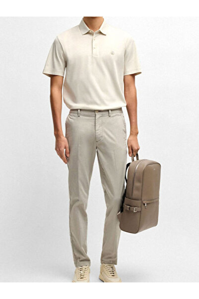 BOSS Erkek Polo Yaka Düğme Kapamalı Kısa Kol Bej T-Shirt 50520297-131