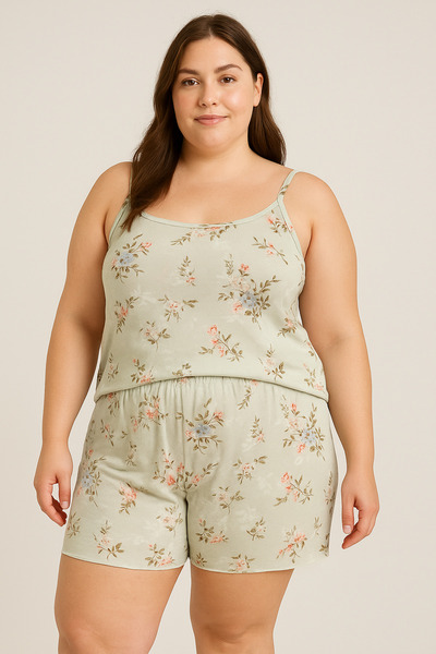 MODA Plus Size Battal Strap Shorts Suit / 2Xl-3Xl-4Xl