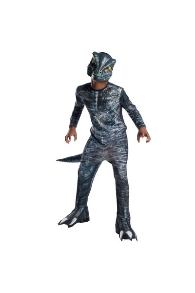 JURASSIC WORLD Children's Costume, Velociraptor Jurassic World, 8-10 years, gray 130-140 cm