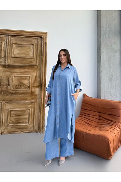 Tubik Women's Long Shirt Pants Bottom Top Set