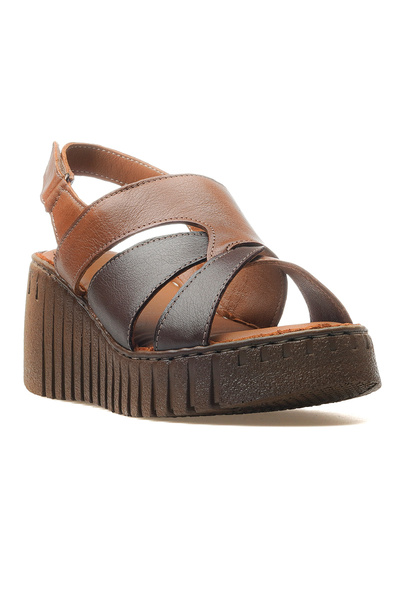 Venüs Women's Genuine Leather Daily Sandals 25Y 25020264Y Z Tan Brown