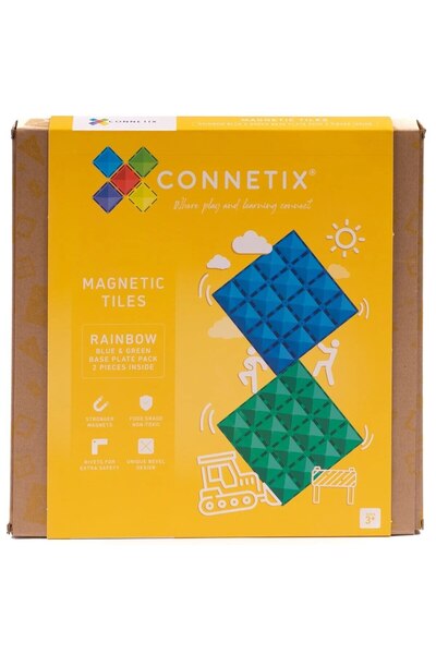 Connetix Magnetic Blocks, Connetix, Rainbow Blue & Green Base Plate, 2 pieces