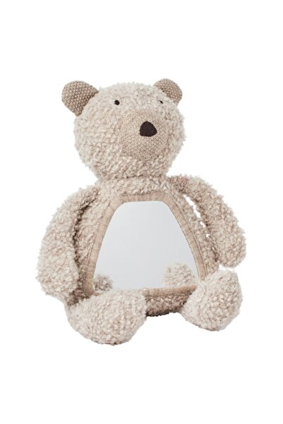 Smallstuff Ursuleț de activități și oglindă, lână bouclé nature (40048-06)