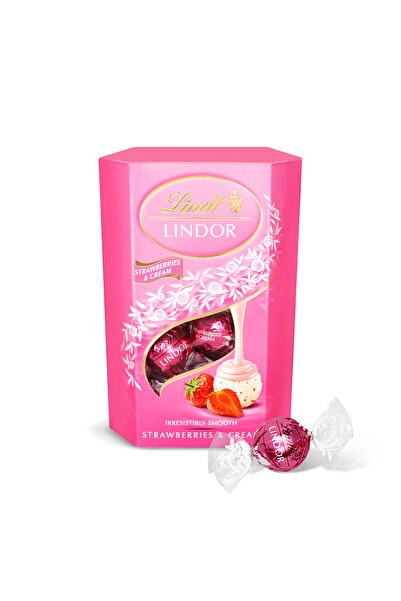 OEM Bomboane de ciocolata Lindt Lindor alba cu aroma de capsune, 200g