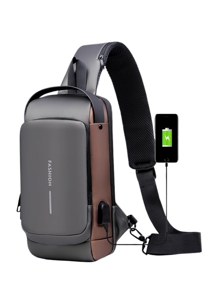 Bicchoo Anti theft Crossbody Sling Bag,Shoulder Backpack Chest Daypack with USB Charging Port For Men
