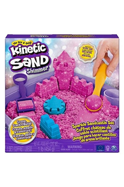 Kinetic Sand Σετ παιχνιδιού - Κάστρο με λαμπερή άμμο σε ροζ χρώμα, 450 γρ.