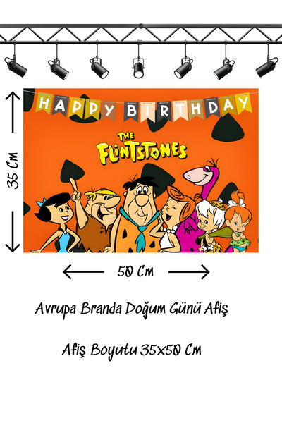 snowparty Taş Devri Çakıl Bambam Çakmaktaş Temalı Doğum Günü Afişi