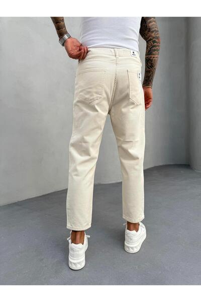 KağanKY Κρεμ λέιζερ λεπτομερής τζιν Boyfriend