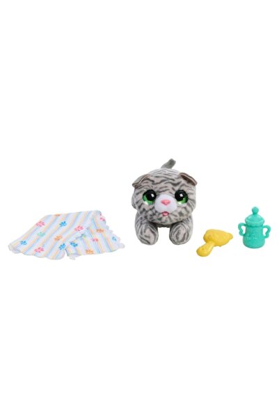 FurReal Interactive Toy Newborns, Cat, Gray/White, Includes Accessories, 14.5x8x8cm, Plastic/Fabric