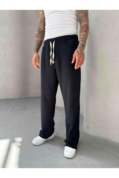 KağanKY Μπλε ναυτικό φόρμα παντελόνι με φαρδύ κούρεμα