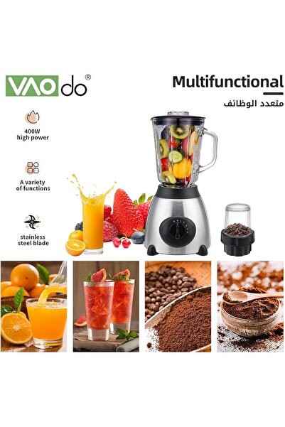 Türkiye خلاط سطح الطاولة 2 في 1، خلاط كهربائي 850 واط مع مطحنة، مفرمة زجاجية خالية من مادة BPA، للسمسم