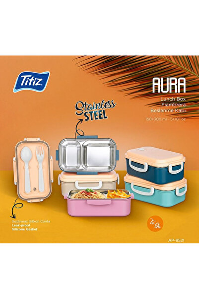 Titiz Plastik Titiz Aura Lunch Box Çelik Yemek Kabı İki Bölmeli