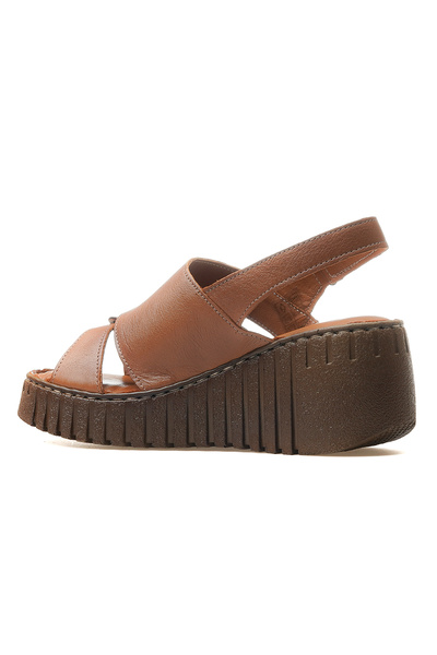 Venüs Women's Genuine Leather Daily Sandals 25Y 25020264Y Z Tan Brown