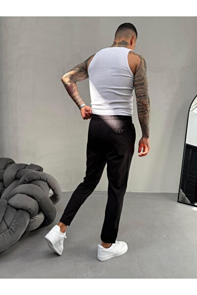 KağanKY Μαύρο Jogger με διπλό πόδι Slimfit