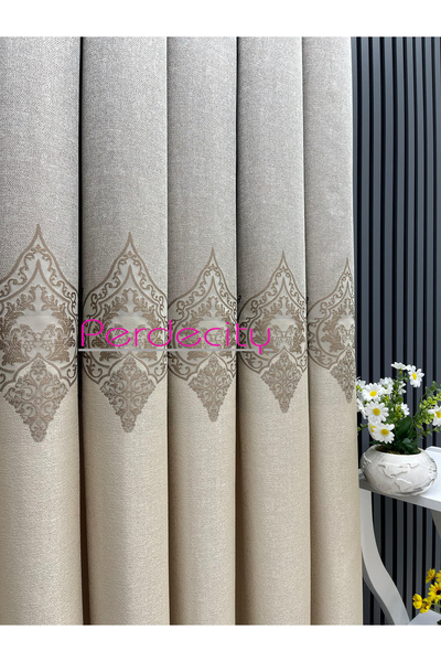 PERDECITY Zeus Cream Mink Mid Ottoman Pattern Board Backdrop Curtain 1X3 Frequently Pile [Single Wing]