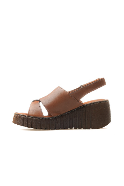 Venüs Women's Genuine Leather Daily Sandals 25Y 25020264Y Z Tan Brown
