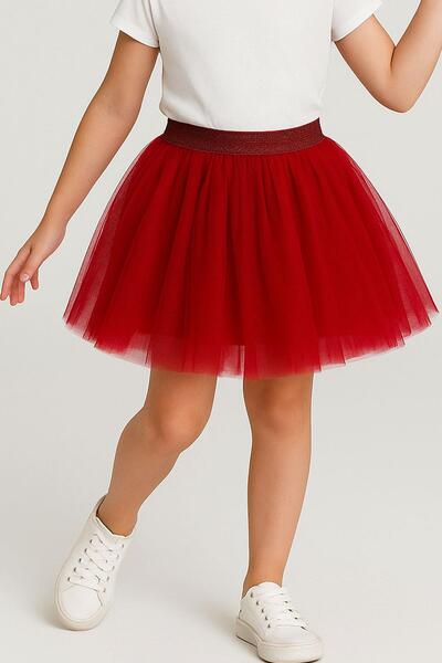 Breeze Girl's Tutu Skirt Glittery Elastic Waist 5-10 Years, Red