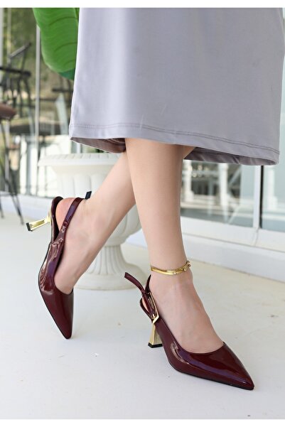 FTT SHOPPING MARKET Zalin Burgundy Patent Leather High Heeled Shoes