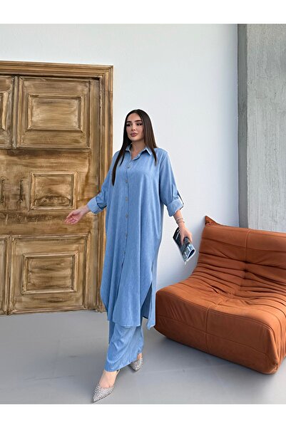 Tubik Γυναικείο μακρύ πουκάμισο παντελόνι κάτω επάνω σετ